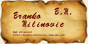 Branko Milinović vizit kartica